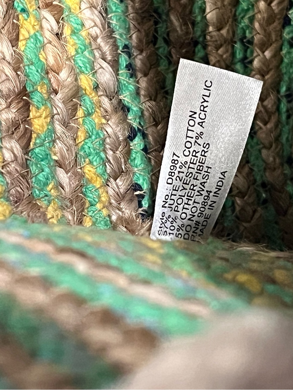 Magid woven jute and cotton tote beach tote with rope handles. - Picture 6 of 9